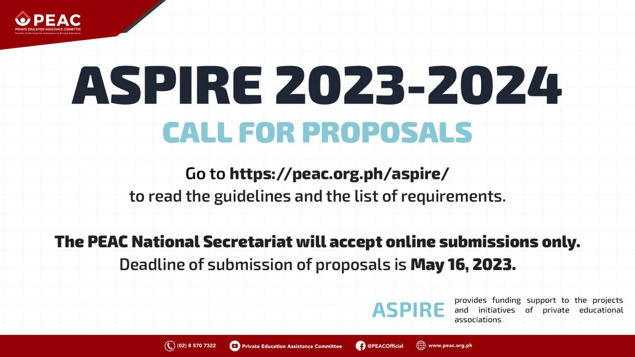ASPIRE call for proposals for FY 20232024 PEAC Official Website