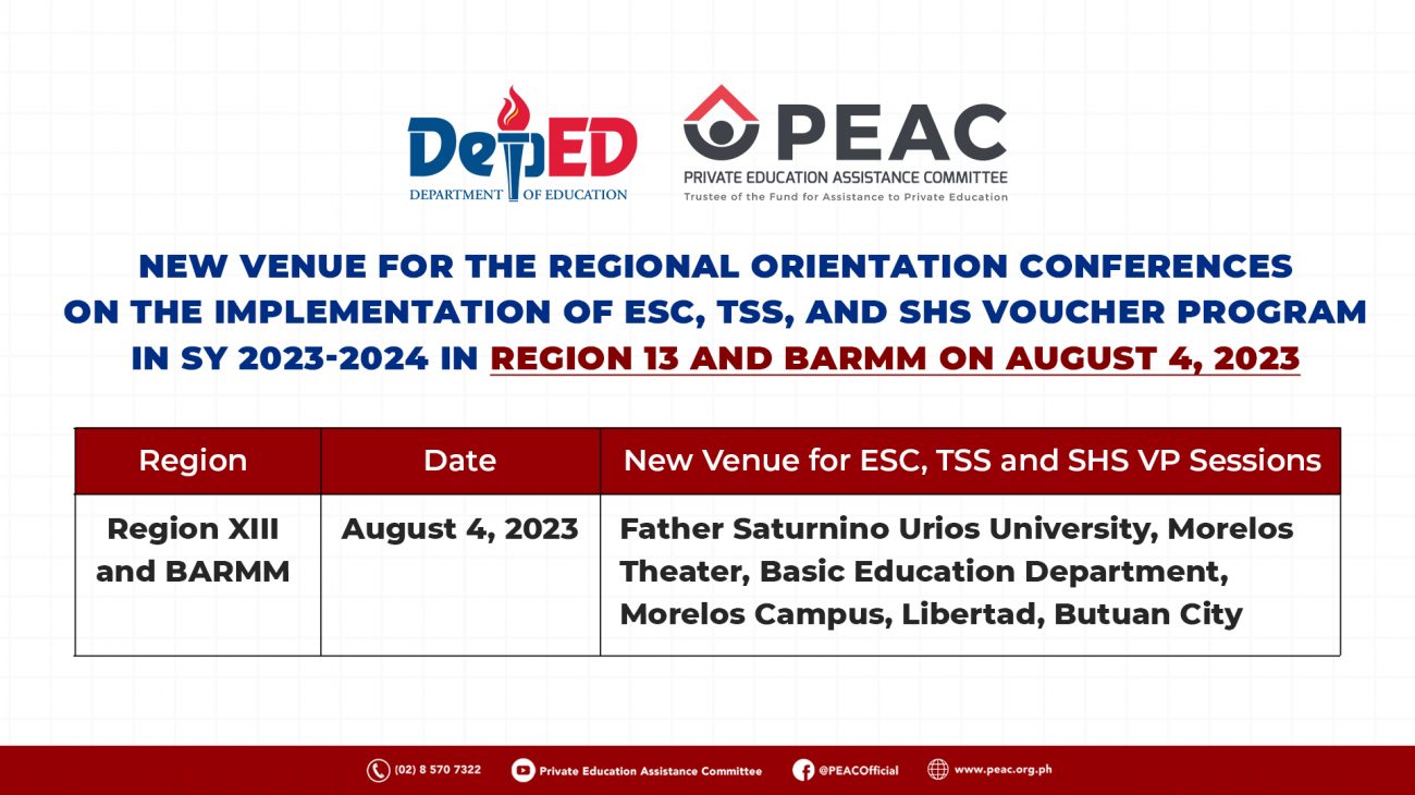PEAC to conduct inperson Regional Orientation Conferences on the