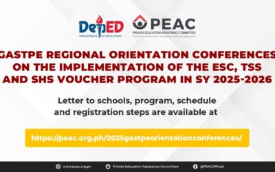 PEAC to conduct in-person GASTPE Regional Orientation Conferences on the implementation of ESC, TSS, and SHS Voucher Program in SY 2025-2026